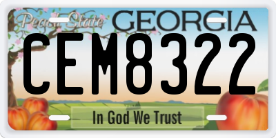 GA license plate CEM8322