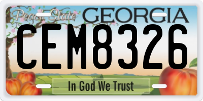 GA license plate CEM8326