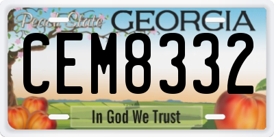 GA license plate CEM8332
