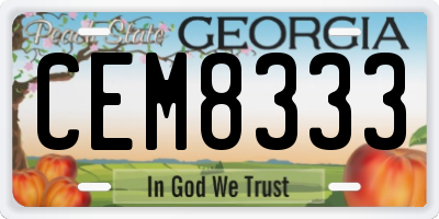 GA license plate CEM8333