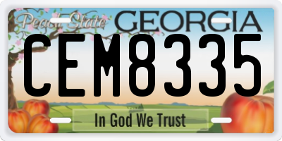 GA license plate CEM8335
