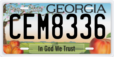 GA license plate CEM8336