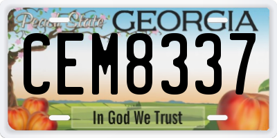 GA license plate CEM8337