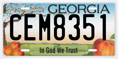 GA license plate CEM8351
