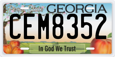 GA license plate CEM8352