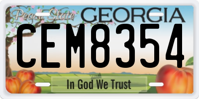 GA license plate CEM8354