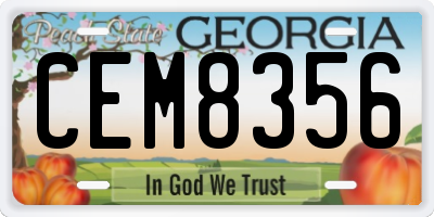GA license plate CEM8356