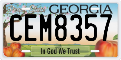 GA license plate CEM8357