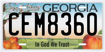 GA license plate CEM8360