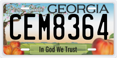 GA license plate CEM8364