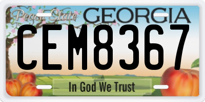 GA license plate CEM8367