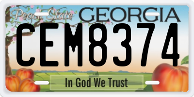 GA license plate CEM8374