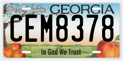 GA license plate CEM8378