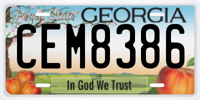 GA license plate CEM8386