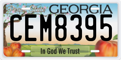 GA license plate CEM8395