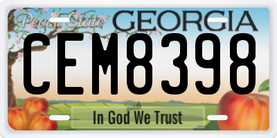 GA license plate CEM8398