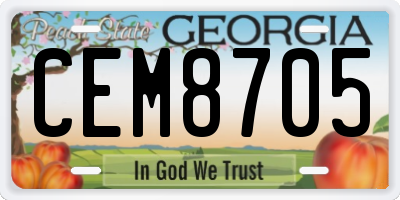 GA license plate CEM8705