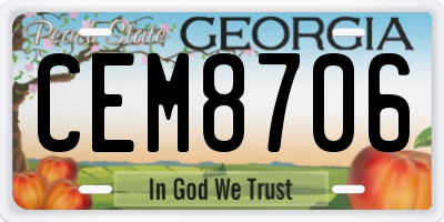 GA license plate CEM8706