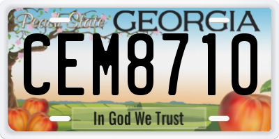 GA license plate CEM8710