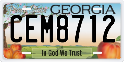 GA license plate CEM8712