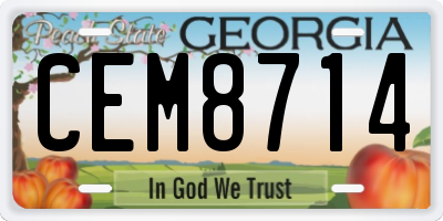 GA license plate CEM8714