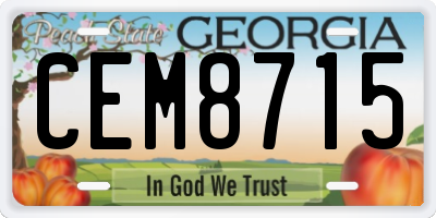 GA license plate CEM8715