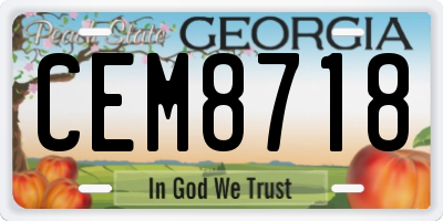 GA license plate CEM8718