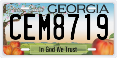 GA license plate CEM8719