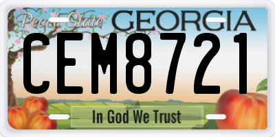 GA license plate CEM8721