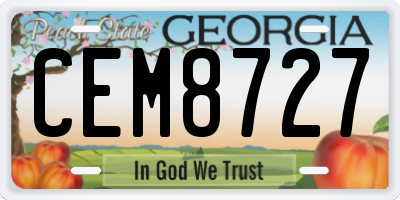 GA license plate CEM8727