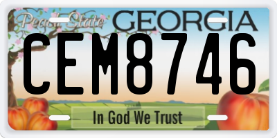 GA license plate CEM8746
