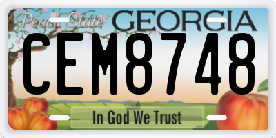 GA license plate CEM8748
