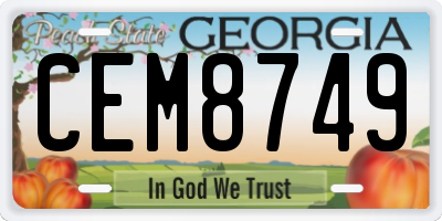 GA license plate CEM8749