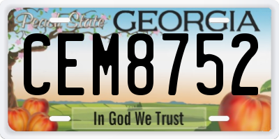 GA license plate CEM8752