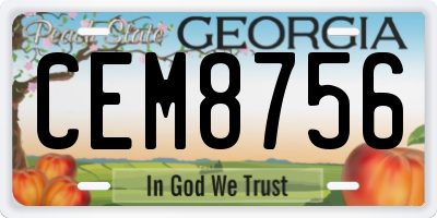 GA license plate CEM8756