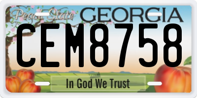 GA license plate CEM8758
