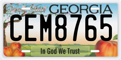 GA license plate CEM8765