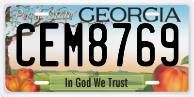 GA license plate CEM8769