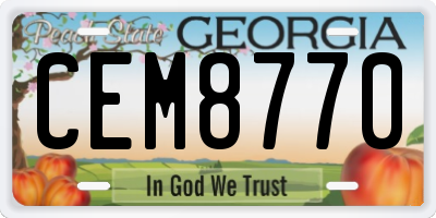 GA license plate CEM8770
