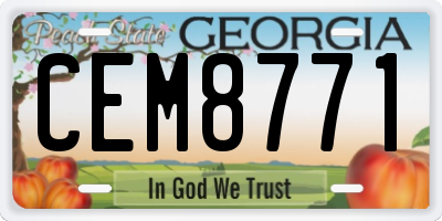 GA license plate CEM8771