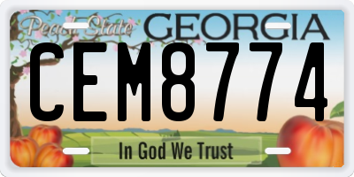 GA license plate CEM8774