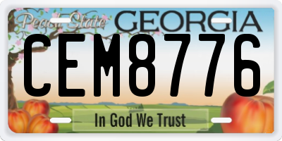GA license plate CEM8776