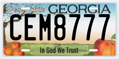 GA license plate CEM8777