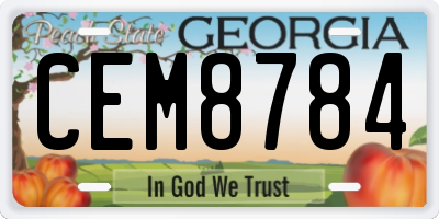 GA license plate CEM8784