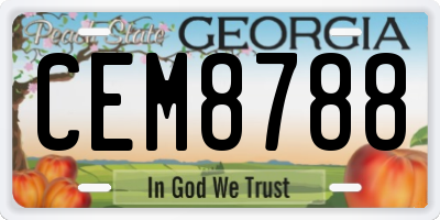 GA license plate CEM8788