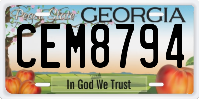 GA license plate CEM8794