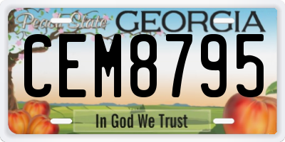 GA license plate CEM8795