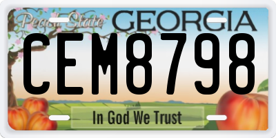 GA license plate CEM8798