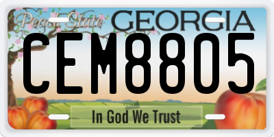 GA license plate CEM8805