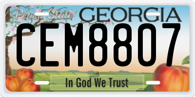 GA license plate CEM8807